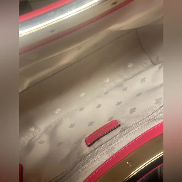 Kate Spade Pink and White Checkered Woven Clutch - Picture 12 of 12